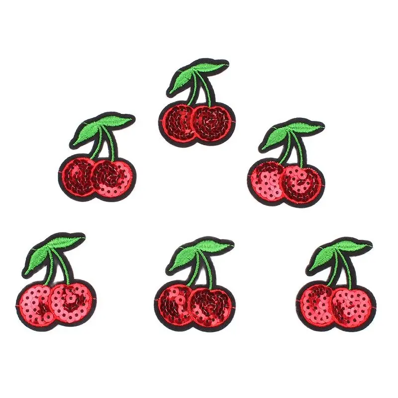 10pcs/lot Iron On Sequined Small Cherry Patch Cartoon Fruits Sticker for Garments DIY Jeans Backpack Pants Appliques Sew Badge1.