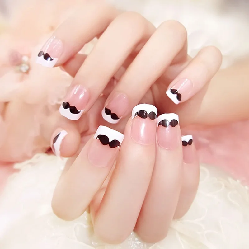 24 шт. модные женские накладные ногти для девушек Короткие наклейки ногтей DIY с