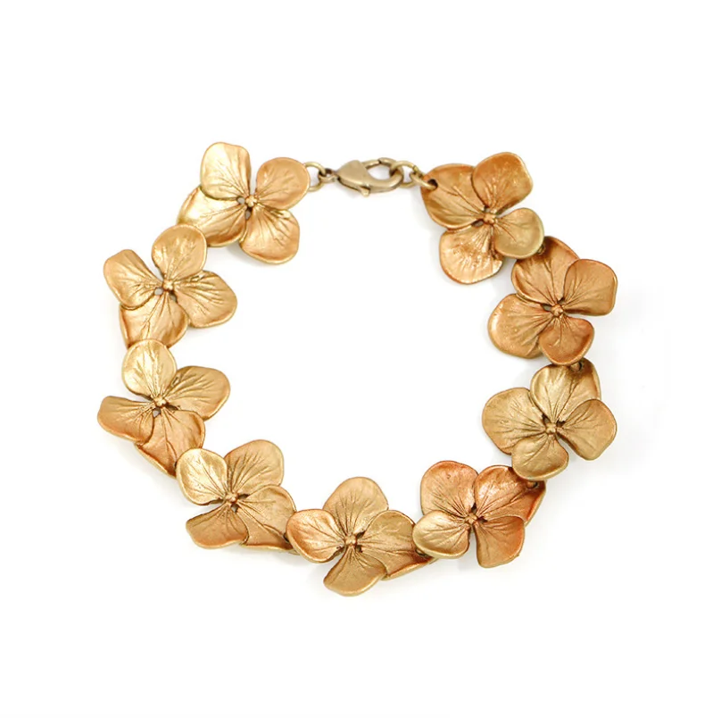 CSxjd новая Подлинная версия металлический Бронзовый маленький браслет гортензии