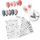 3D наклейка для дизайна ногтей, черное сердце, любовь, самоклеящаяся наклейка-слайдер, маленькая свежая белая звезда, Персиковое сердце, украшение для ногтей