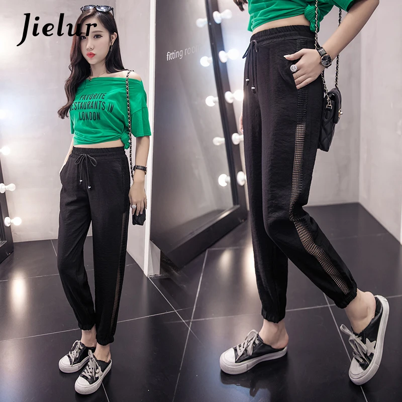Jielur новые тонкие шифоновые брюки женские повседневные уличные шаровары боковые