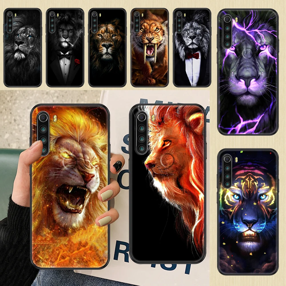 Лев Альфа Тигр чехол для телефона Xiaomi Redmi Note 7 7A 8 8T 9 9A 9S 10 K30 Pro Ultra Черный Роскошный