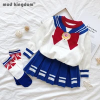 mudkingdom sweater skirt girl set long sleeve pullover print tops pleated skirts sailor moon sets for toddler outfits send socks