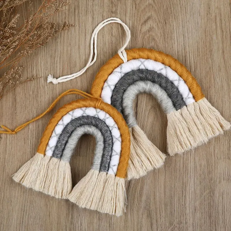 Macrame Rainbow Wall Hanging Decorative Colored Toy for Boho Home Decor Party Supplies Baby Shower Nursery Dorm Room | Игрушки и хобби