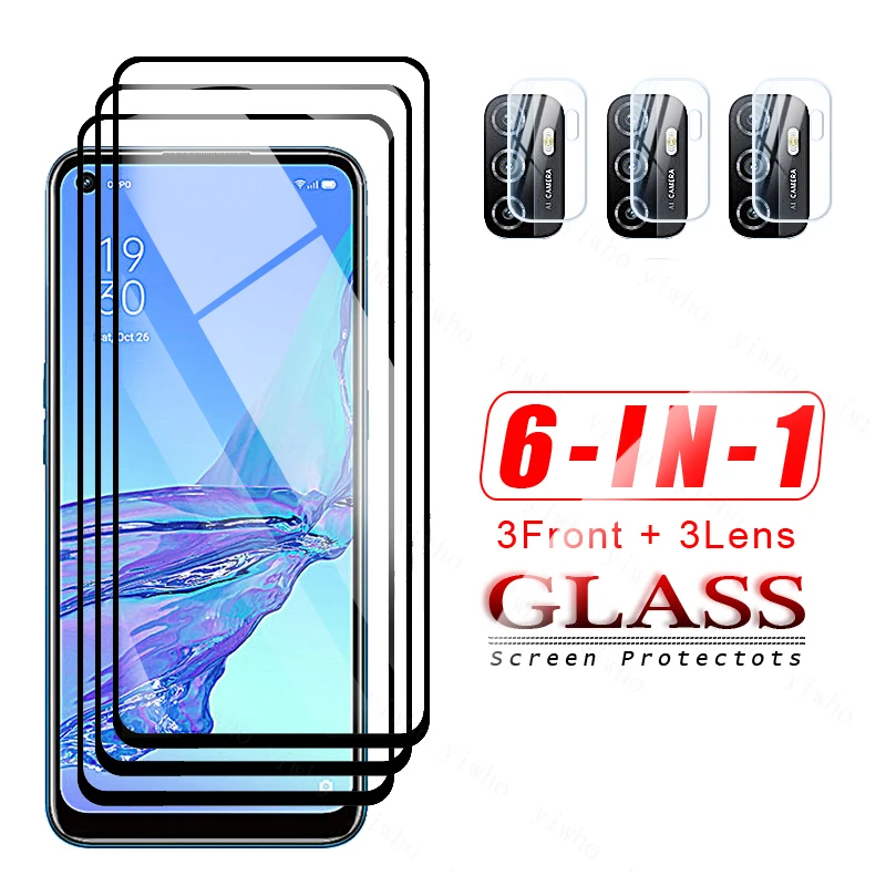 

For Oppo A53 Glass Protectve on For Oppo A52 Glass Screen Protector and Camera Len Glas OppoA53 A 53 72 A72 A92 Protection Film