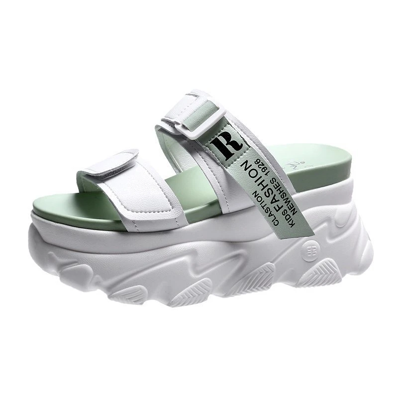

Women Chunky Platform Slippers Fashion Beach Sandals Wedge Casual Shoes Woman 8cm Height Increasing Outside Ladies White Slides