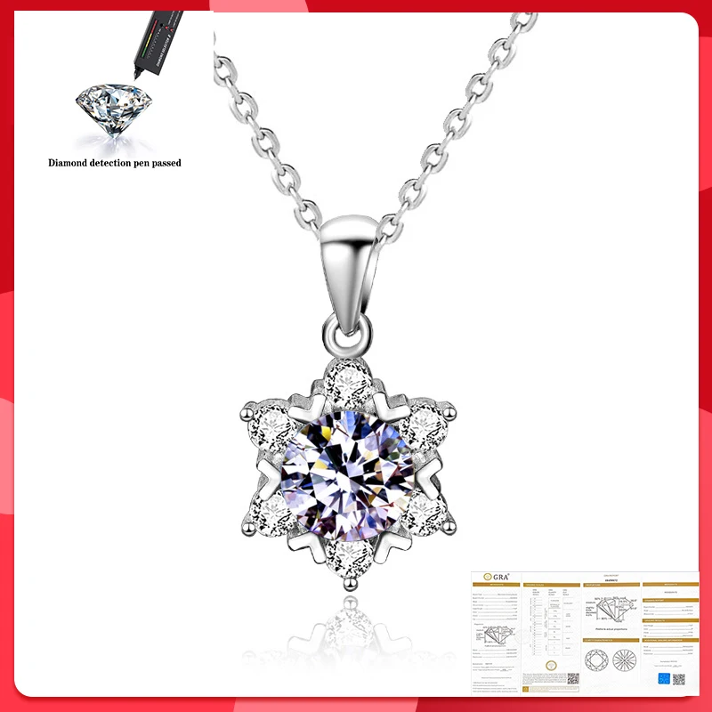 

Moissanite Necklace 0.5CT 1CT 2CT 3CT VVS Lab Diamond Pendant Silver 925 for Women Wedding Party Anniversary Gift Simple Charms
