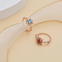 xiaoboacc korean micro inlaid crystal zircon ring women hypoallergenic opening adjustable ring index finger ring tail ring