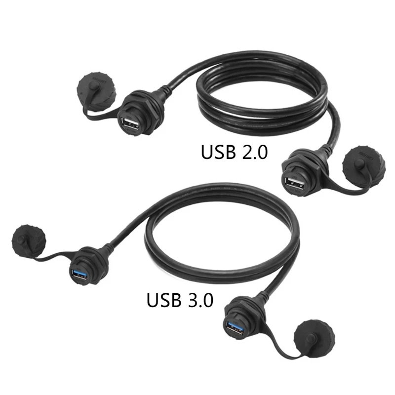 

USB 2.0 3.0 Socket Female to Female Cable 2 Ends IP67 Waterproof Panel Mount Connector Cord 1m 3ft J0PB