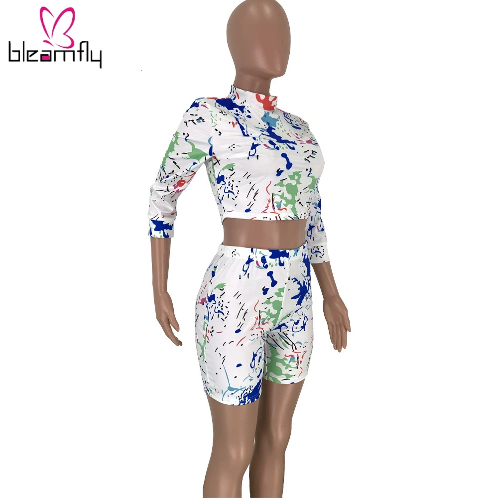 2019 женский новый рисунок на тему осени принт стойка Шея тройник топ и брюки