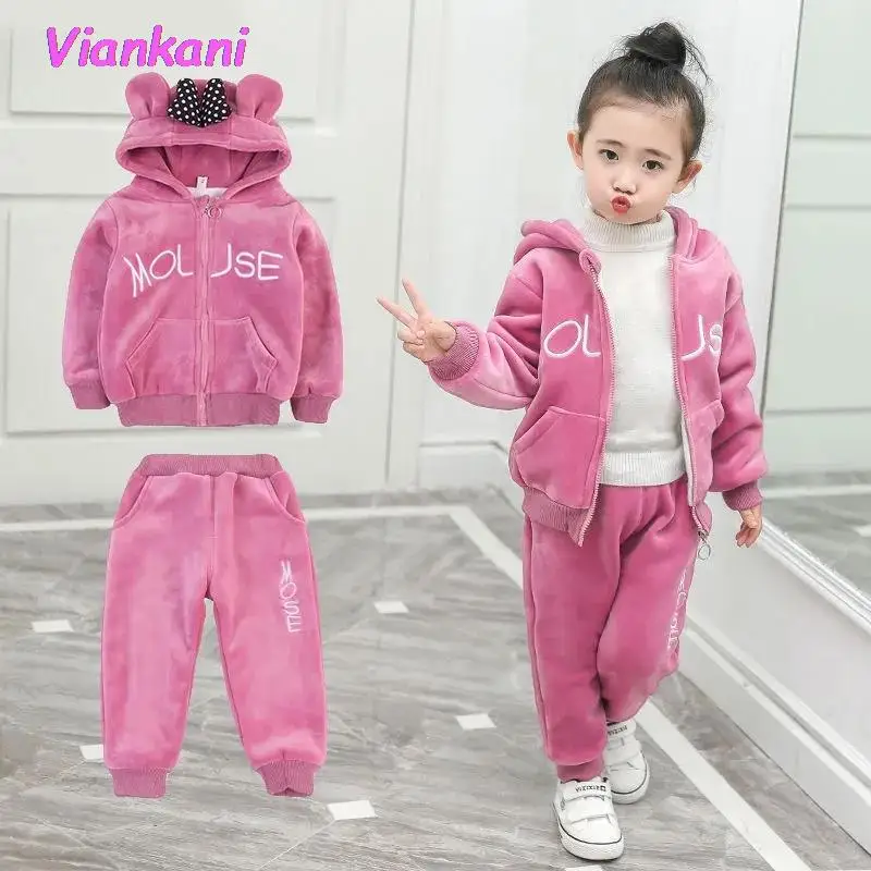 

Children's Sets Girls 2021Spring Autumn Suit Korean Velvet Winter 2 Piece Set Toddler Girl 2-8T Velvet Thick Kids Two-piece Sets