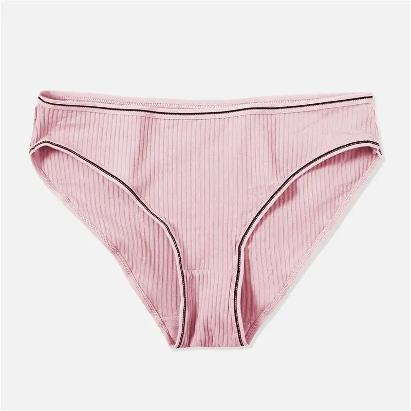 pink Хлопковые трусики, женское нижнее белье, мягкие трусики, трусы для женщин, полосатые хлопковые трусики, нижнее белье, однотонные женские трусы, femme - Цвет: pink