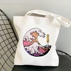 Сумка для покупок с принтом Great Wave, женская сумка-тоут, сумка для покупок, многоразовая сумка, Женская Холщовая Сумка, сумка на плечо, Модная студенческая сумка
