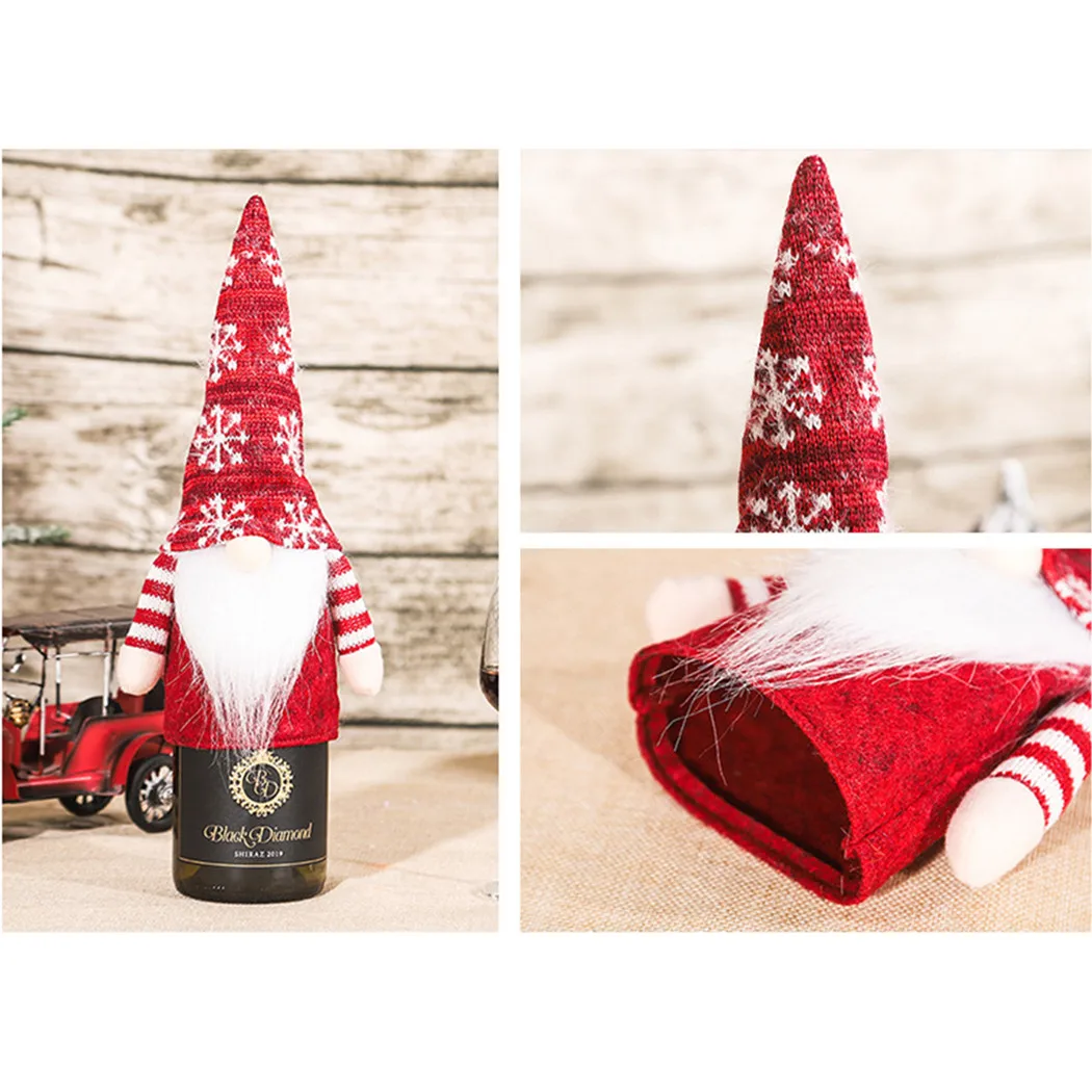 

Champagne Bottle Cover Christmas Decor Decoration Fabric Party Table 1 Pcs