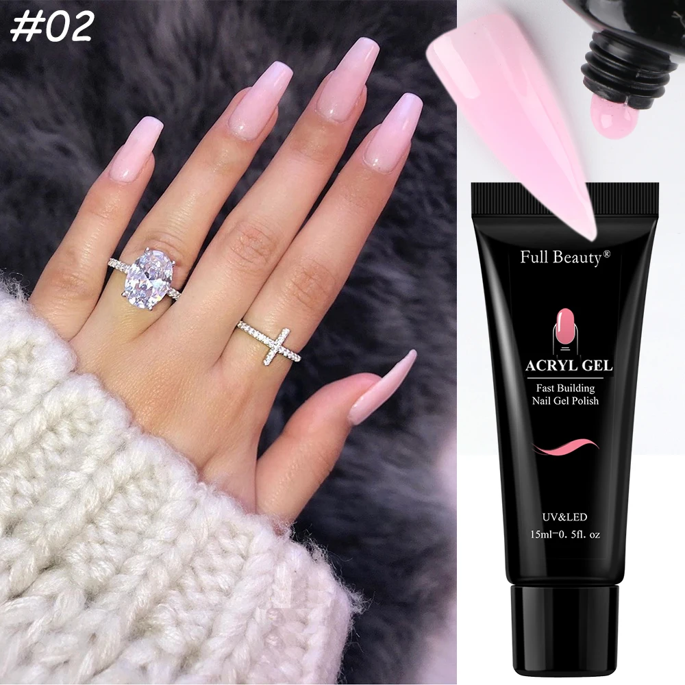 Акригель для наращивания ногтей 15 мл нюдовый розовый быстрого французский