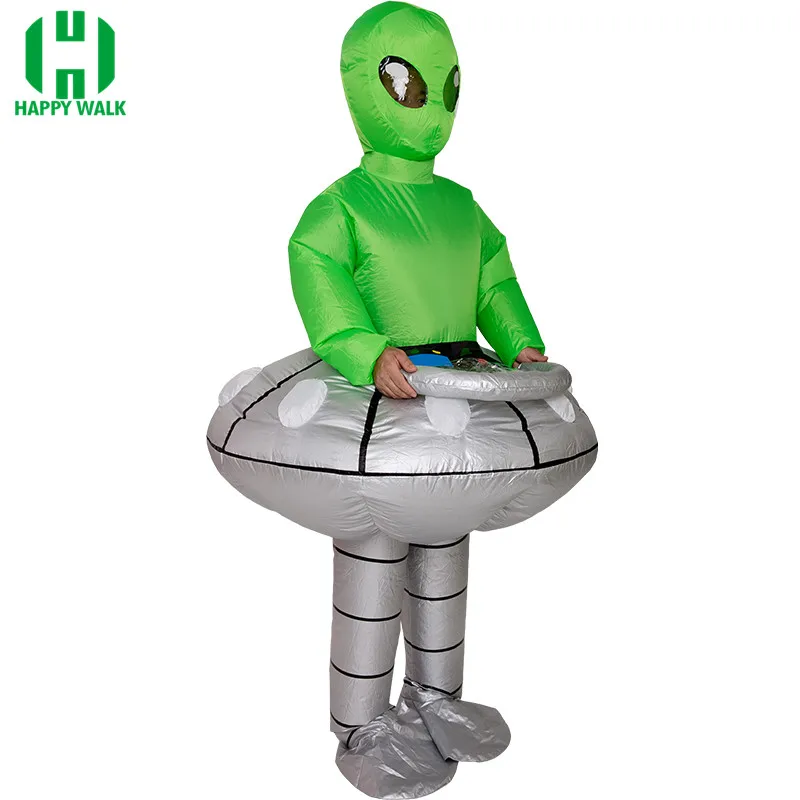 Зеленый Alien UFO надувные костюмы Хэллоуин косплей костюм s Рождество Пурим