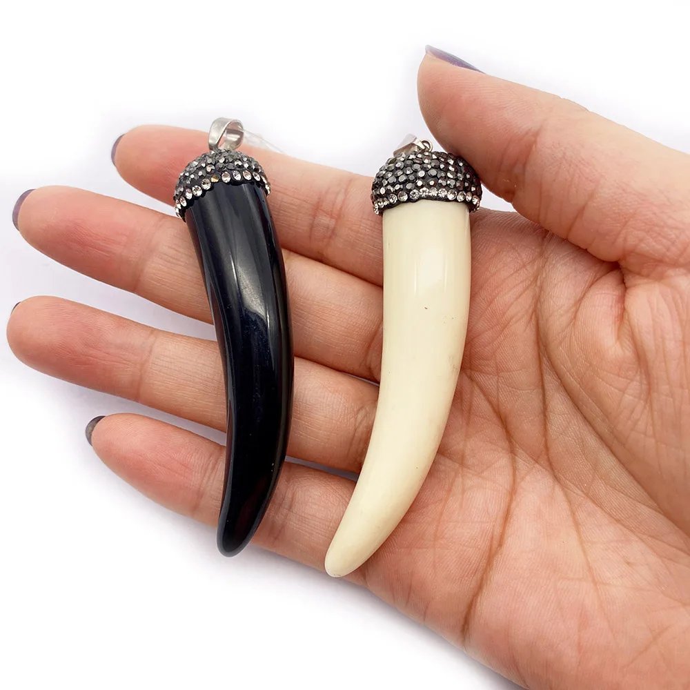 Кулон из натурального камня в форме Чили ожерелье смолы кости быка черно-белые