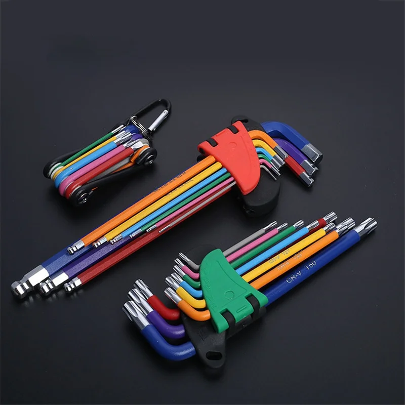

Allen Key Set Hex Wrench Screwdriver Set Hexagon Spanner Universal 9Pcs Ball End Torx Star Keys Tool L Type Hand Tools Kit