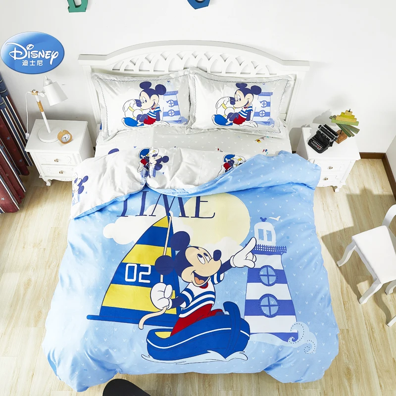 

Disney 3D Cartoon Mickey Mouse Bedding Set Blue Comfortable Down Quilt Cover Bedroom Decorative Home Textiles for Boys and Girls