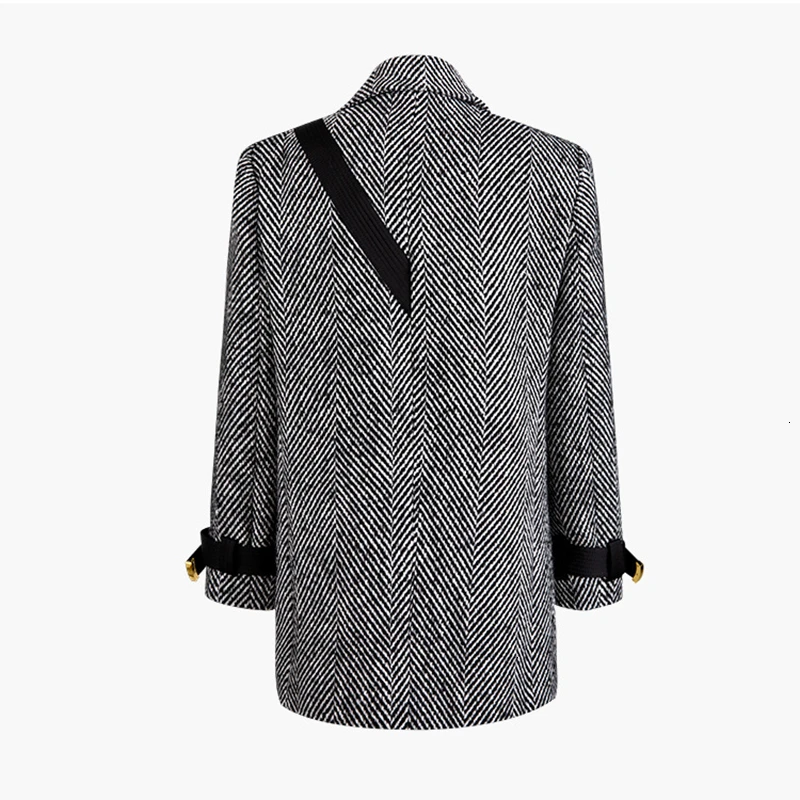 Женский Асимметричный костюм CHICEVER полосатый блейзер с отложным воротником и