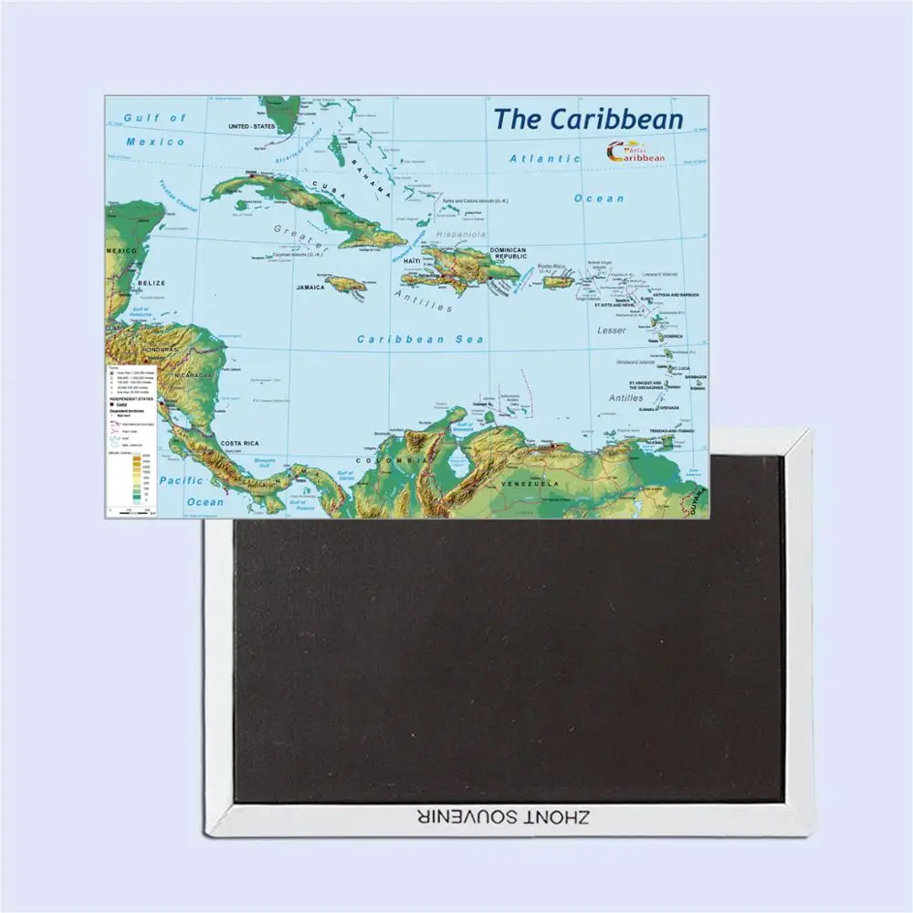 

Caribbean Map Tourist Souvenir Magic fridge Magnets Rigid Hard Phots Magnets 26319