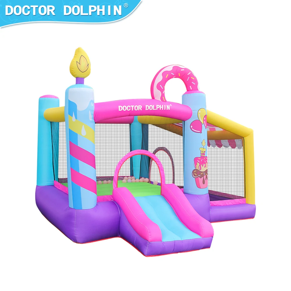 

Doctor Dolphin Cake Commercial Bouncy Castle Small Indoor Inflatable Jumper Jump for Kids Bounce Party House with Blower