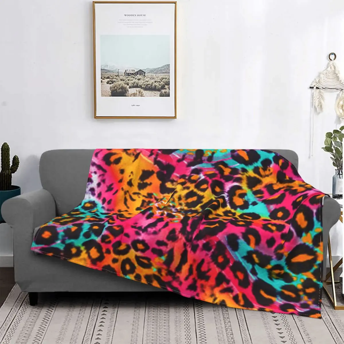 

Manta polar de franela gruesa con estampado de leopardo en arcoíris, para el hogar y peluda colcha peluda, sofá, dormitorio, rop
