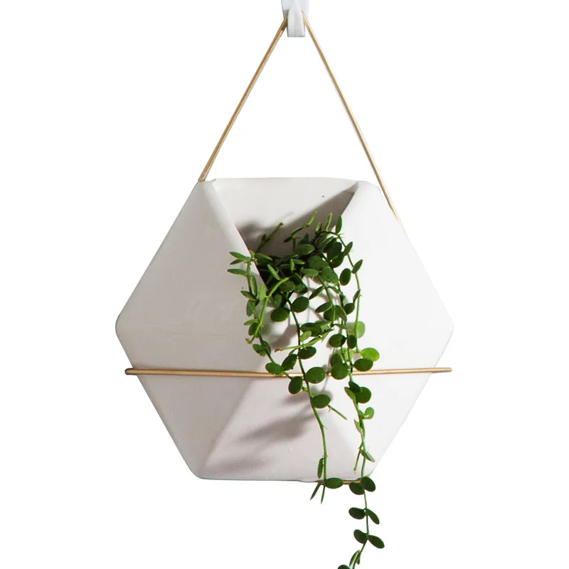 

CREATIVE FLOWER POT NORDIC WIND WALL HANGING FLOWER POT GOLDEN WROUGHT IRON FLOWER STAND GREEN PLANT FLESHY FLOWER POT