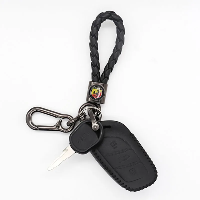 

Car keychain mens anti-lost personality creative 360rotating design braided rope detachable metal keychain suitable for abarth