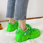 Кроссовки женские на платформе, повседневная обувь на толстой подошве, теннисные туфли на массивной подошве, белые, зеленые, 2021