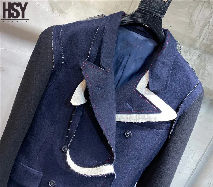 【HSY】2019 осенний зимний костюм куртка Новый женский нишевый дизайн асимметричный