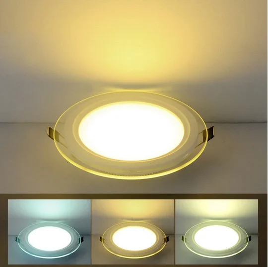 

6W 9W 12W 18W Round/Square Glass LED Downlight Recessed LED Panel Light Spot Ceiling Down Light Warm/Natural/Cold White/3 Color