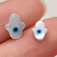 5pcs natural hamsa blue evil eye mother of pearl shell bead hand cut mop shell loose beads for diy charm bracelet jewelry making