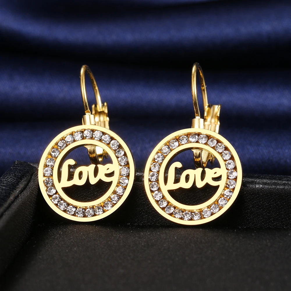 

Серьги из нержавеющей стали 2021, модные серьги с буквами LOVE 3A, кристаллами циркония, модные очаровательные серьги для женщин, ювелирные издел...