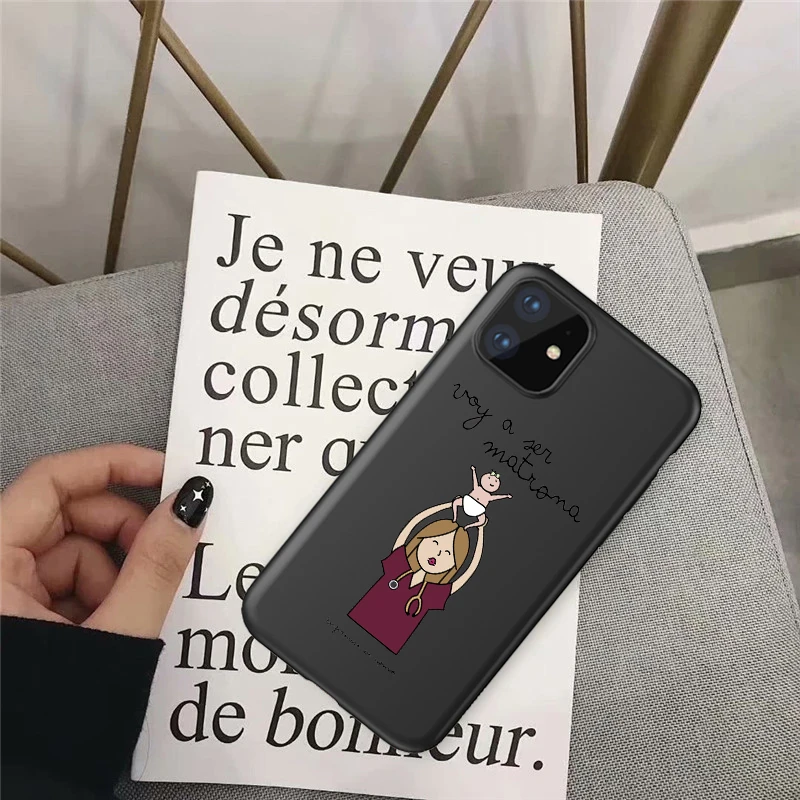 Модная испанская мультфильм медицина медсестра черный мягкий силиконовый чехол