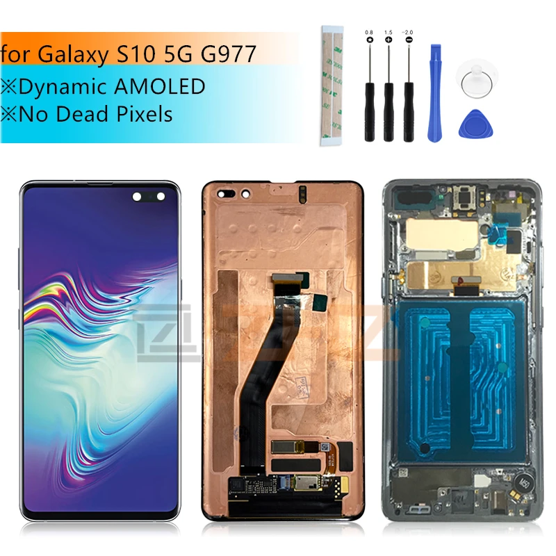 

For Samsung Galaxy S10 5g lcd G977 touch screen digitizer assembly with frame G977B G977U G977N screen replacement repair parts