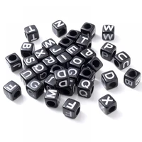 new fashion black white letter acrylic beads 100pcslot square alphabet spacer beads accessories for jewelry making diy bracelet