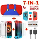 6 в 1 набор игровых аксессуаров для Nintendo Switch, дорожная сумка для переноски, защитный экран, чехол, зарядный кабель, стеклянная пленка, чехол для карт