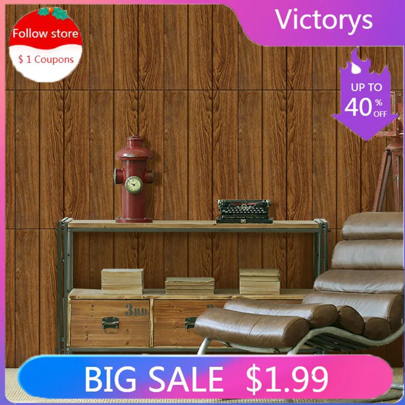 Настенные 3D стикеры из пены, самоклеящиеся обои с текстурой древесины для потолка, в современном минималистичном стиле, для гостиной, спаль...