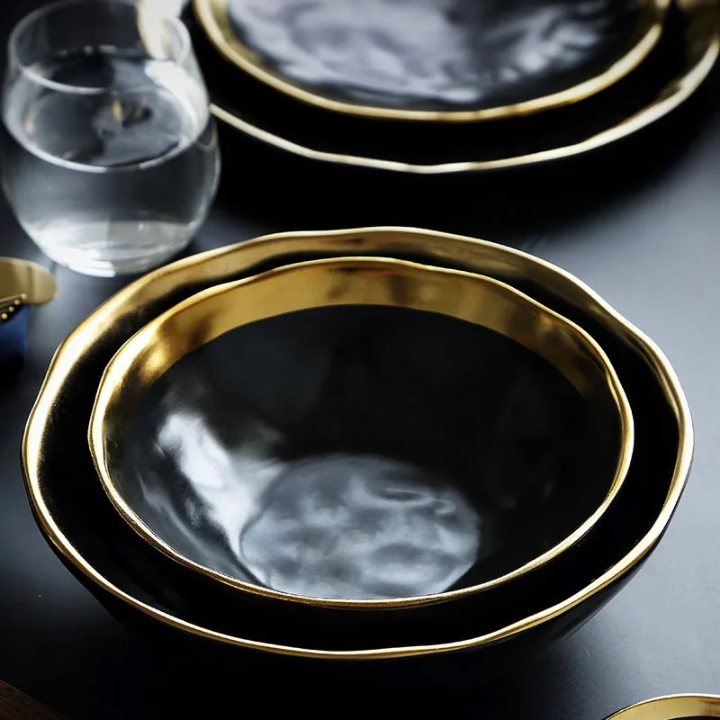 

Керамическая тарелка набор посуды черный набор посуды фарфоровая тарелка кухонная техника кухонные принадлежности миска для рисового суп...