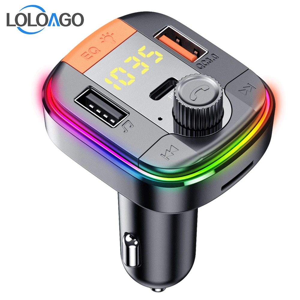 

LOLOAGO Auto FM Modulator Bluetooth 5.0 Transmitter Stereo Car MP3 Player with PD18W QC3.0 Quick Charge USB Car Charger