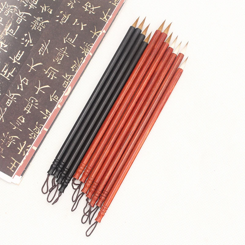 

EZONE Chinese Calligraphy Brushes Weasel Hair Painting Brush Wooden Pole Liner Pen School Students Art Supplies Watercolor Tools