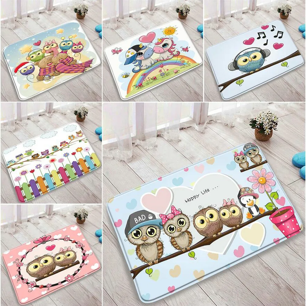 

Симпатичные разноцветные Нескользящие Коврики для ванной комнаты с мультяшным рисунком животных, Детские фланелевые Коврики для спальни, ...