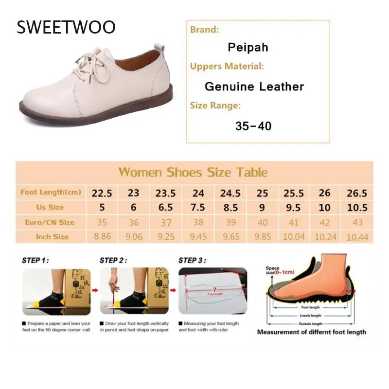 Women Genuine Leather Flat Shoes Lace Up Casual Shoes Solid Color Oxfords Spring / Fall 2021