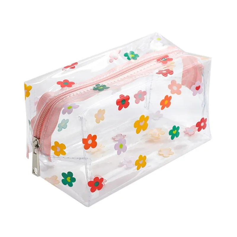 

Girl Clear Cosmetic Bag PVC Transparent Makeup Bag for Women Waterproof Zipper Beauty Case Travel Wash Toiletry Bags Organizer