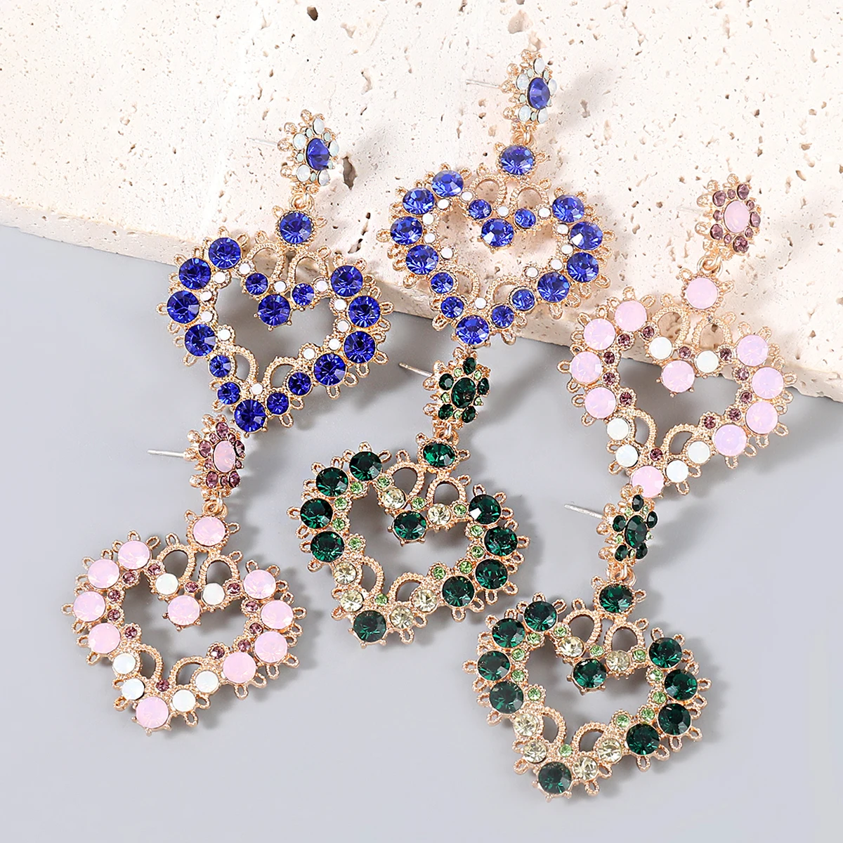 

JIJIAWENHUA New S925 Heart-shaped Rhinestone Women's Earrings Dinner Party Wedding Fashion Jewelry Accessories Hypoallergenic