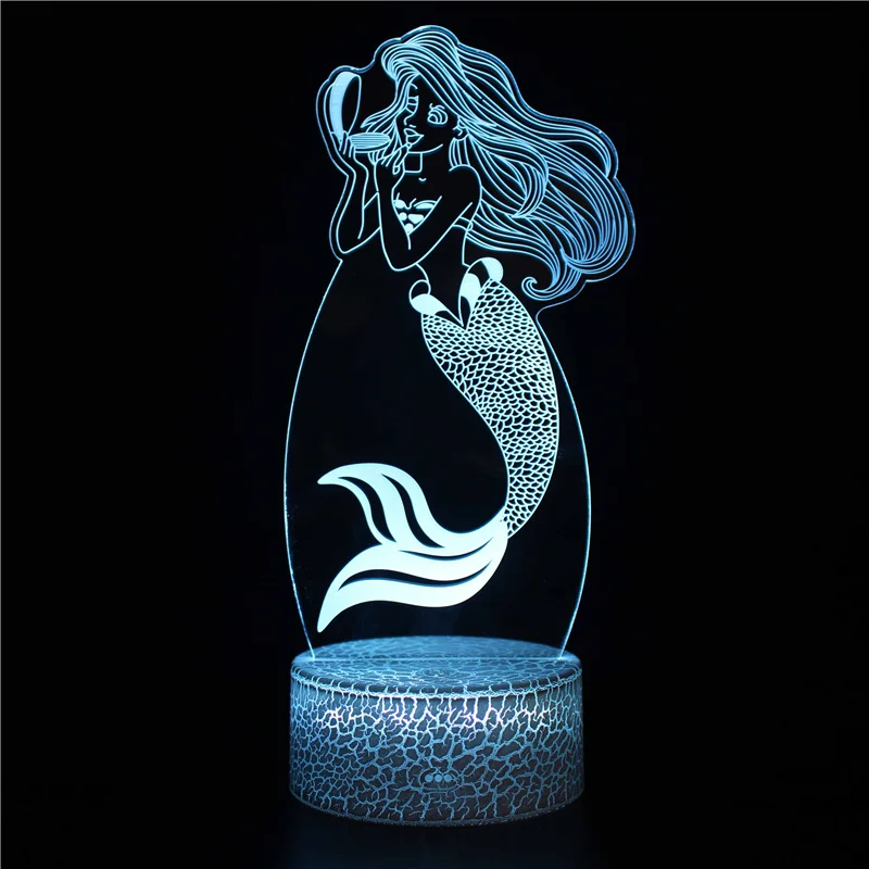 

Led Night Light for Child Bedroom Light Brithday Gift Room Desk Lamp Mermaid 3d Lamp Color Changing Atmosphere for Home Decor