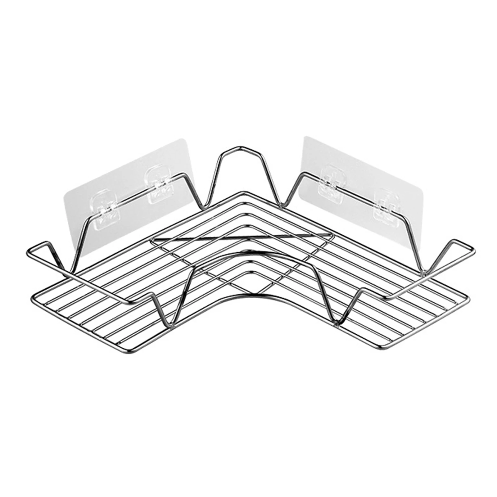 

Stainless Steel Bathroom Shelf Wall Mount Triangle Storage With Suction Cup No Drilling Kitchen Storage Holder Bathroom Famous