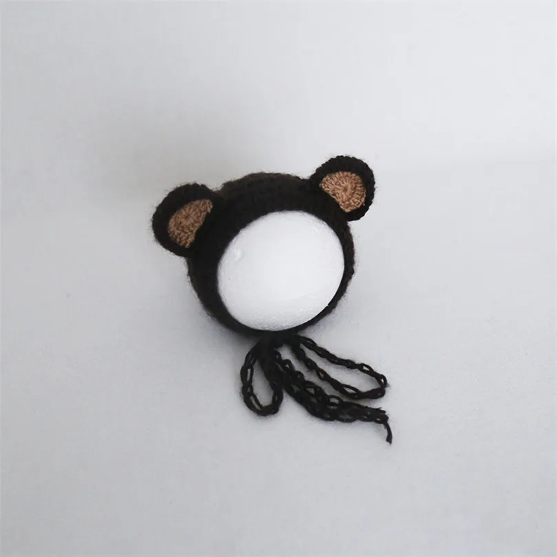 Крючком Pom медведь вязаная шапочка для новорожденного маленьких мальчиков капот