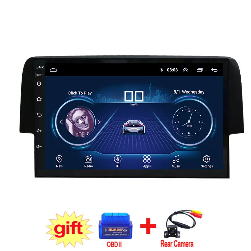 9 дюймов IPS и 2.5D сенсорный экран Android 8 1 автомобильный DVD GPS навигатор для Honda civic 2016